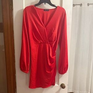 Elegant Red Long Sleeve Dress